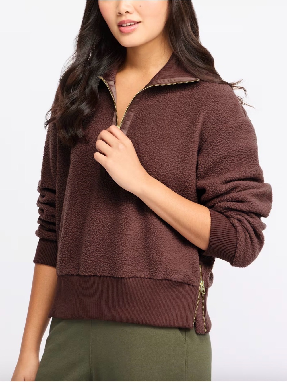 NWT Varley Roselle Half Zip Fleece small Deep Mahogany